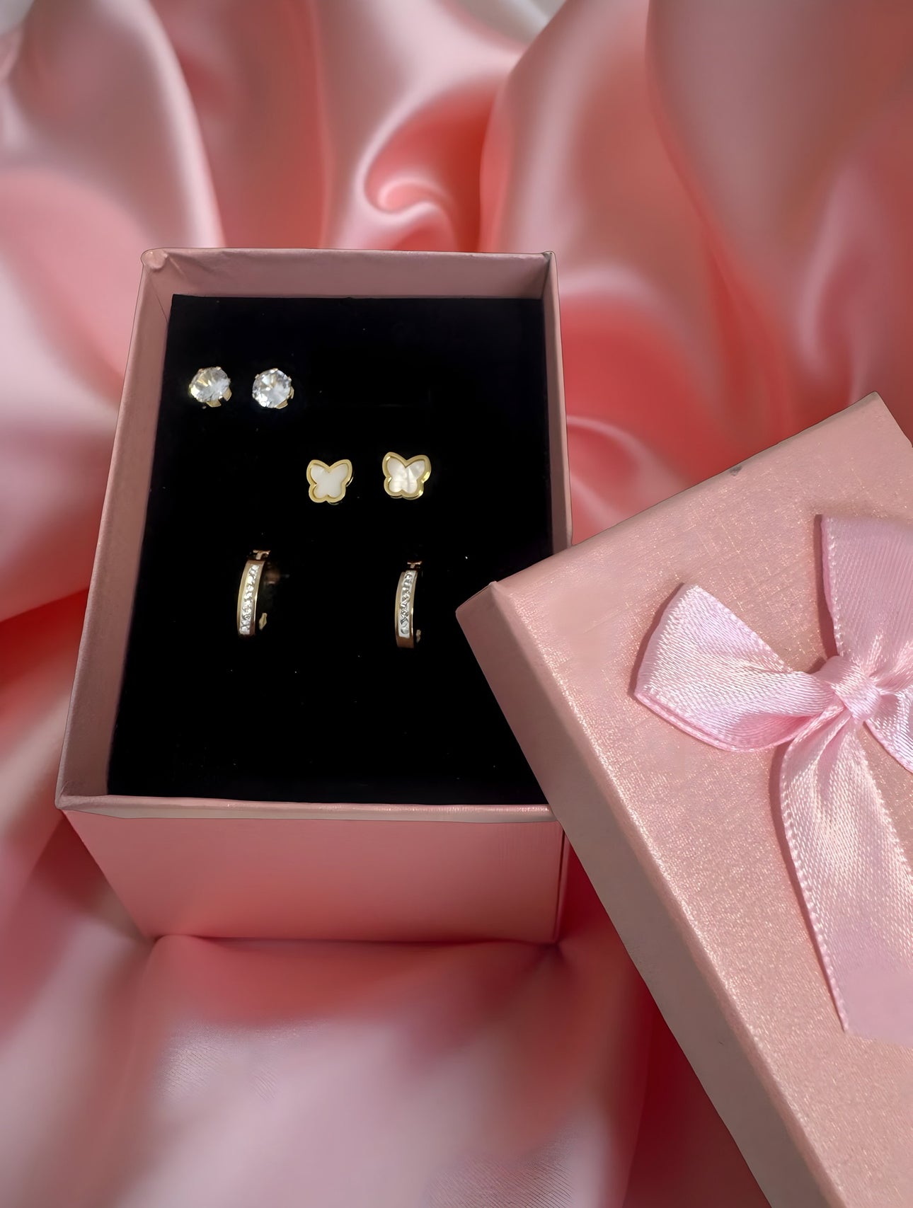 Gold Stainless Steel Earring Set (3 Pairs)