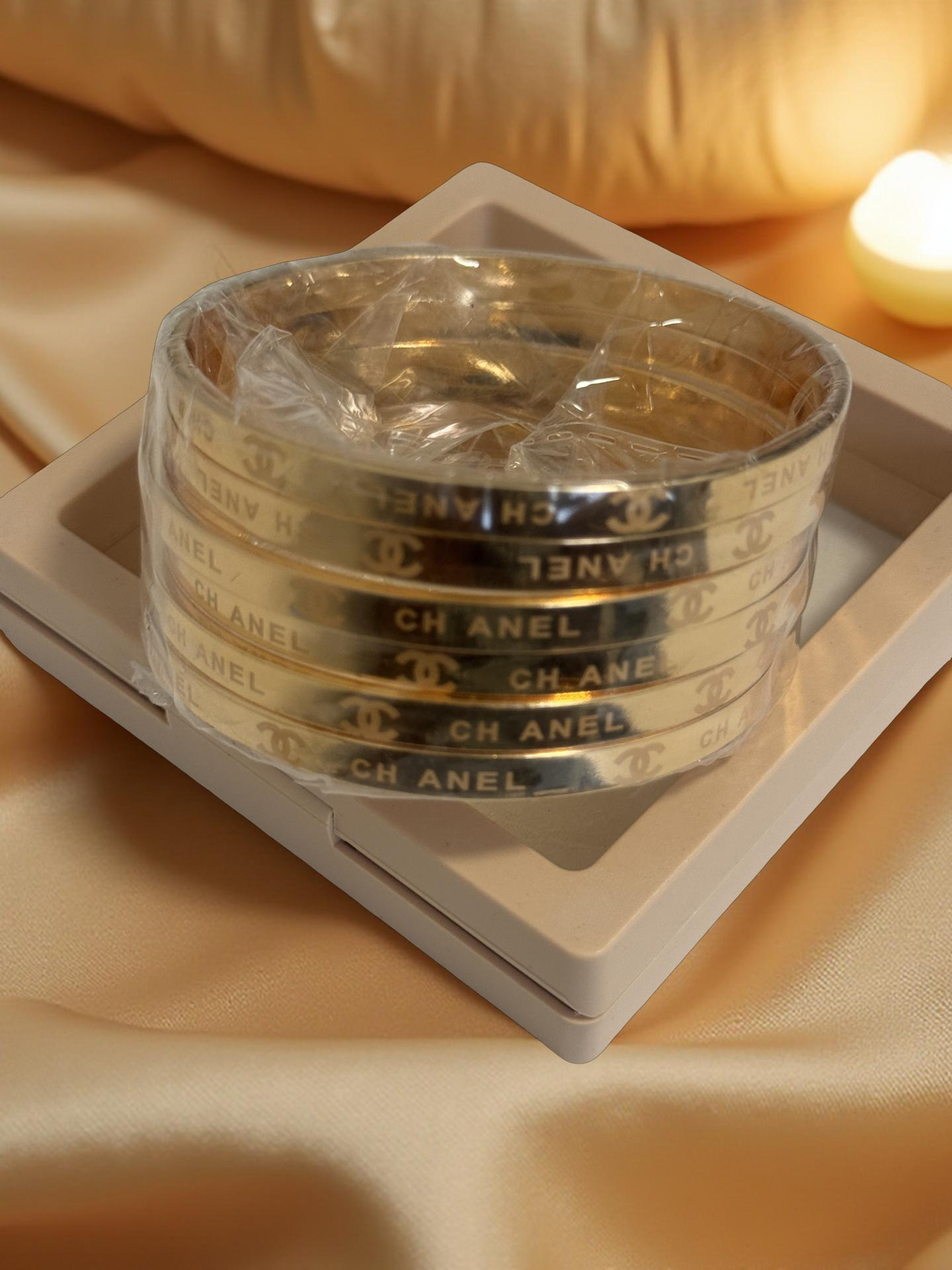 Luxury Gold Designer-Inspired Bangles (Set of 5)