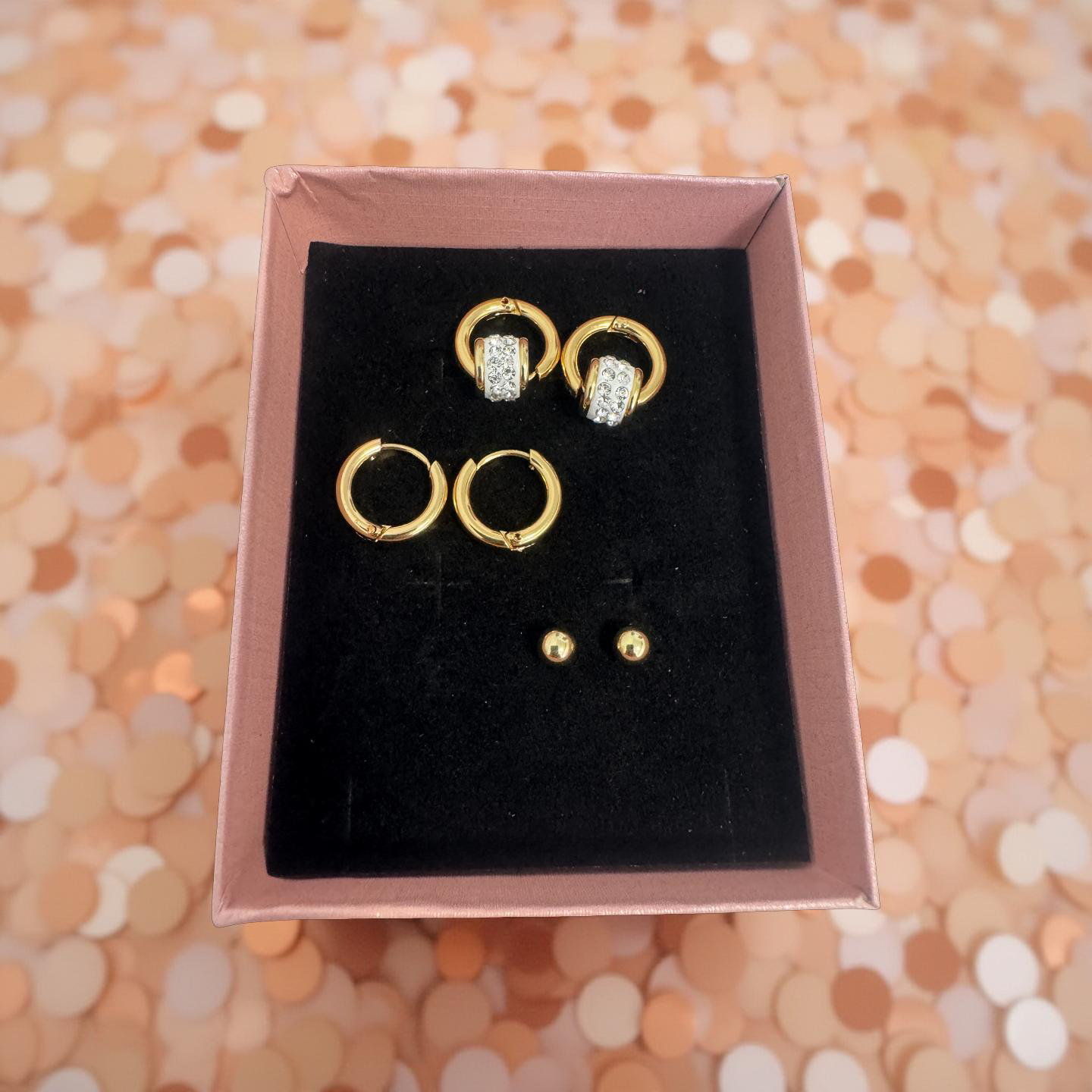 Stainless Steel Earring Set – 3 Pairs