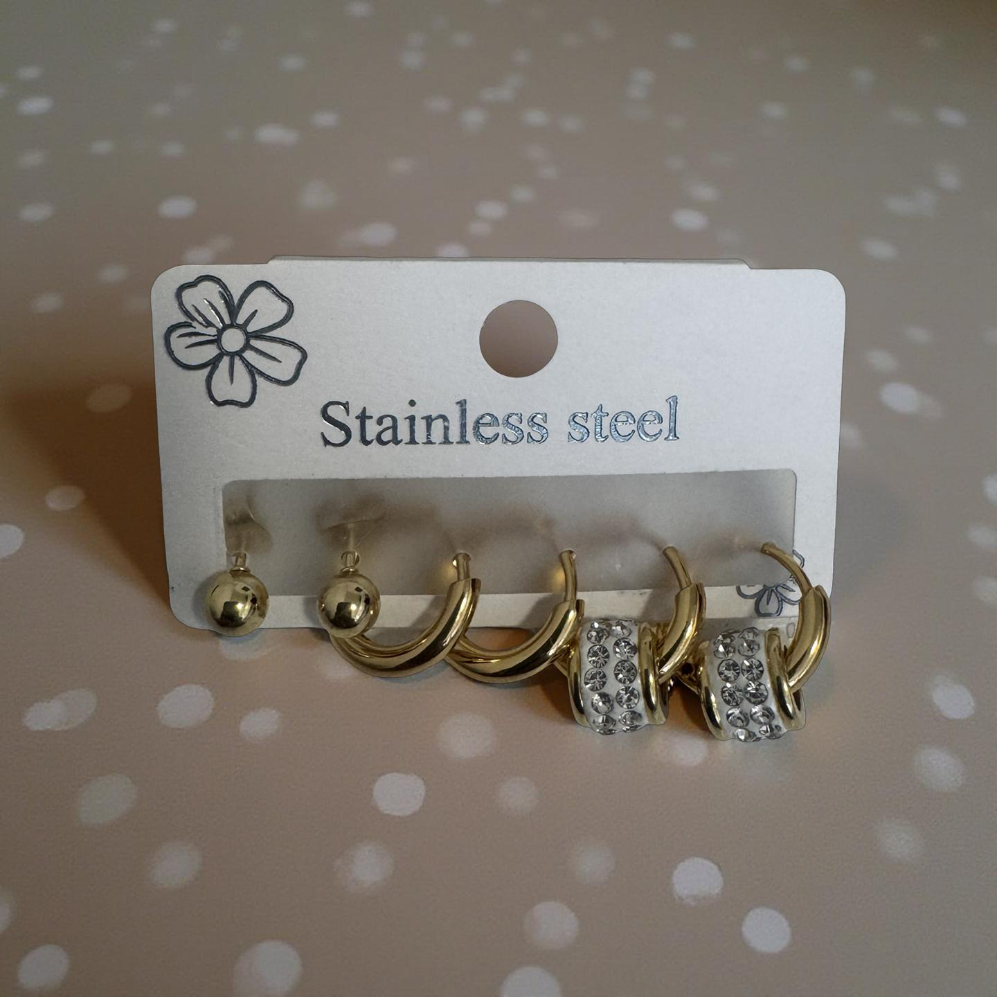 Stainless Steel Earring Set – 3 Pairs