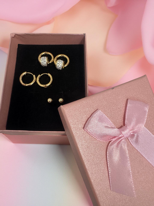 Stainless Steel Earring Set – 3 Pairs