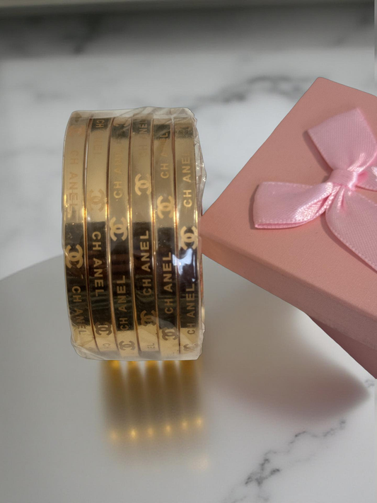 Luxury Gold Designer-Inspired Bangles (Set of 5)